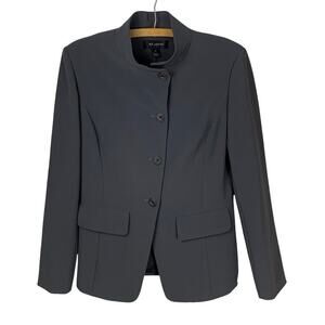St. John Grey High Neck Luxury Workwear Capsule Jacket Size 8 Professional